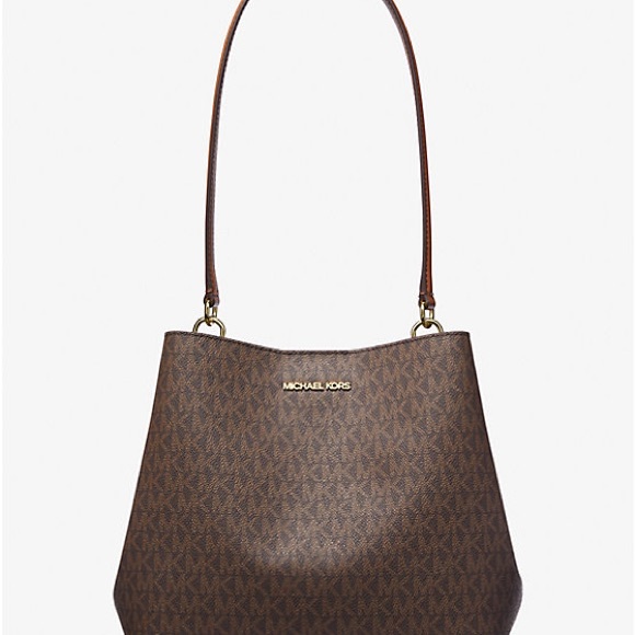 Michael Kors Dark Brown Signature Shoulder Bag - Picture 1 of 7